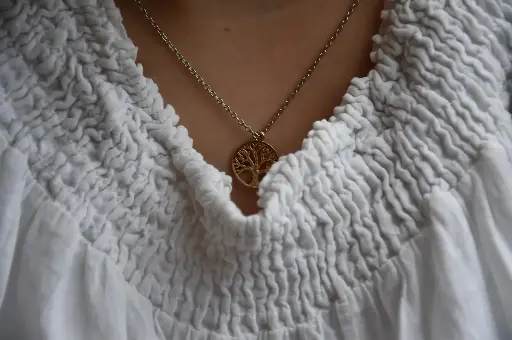 18 carat gold plated tree of life pendant